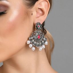Fida Silver-Toned Contemporary Drop Earrings-image-46