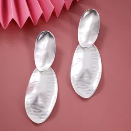 SOHI Silver-Plated Contemporary Oblong Drop Earrings-36