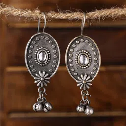 VENI Silver-Plated Stone-Studded Contemporary Drop Earrings-24