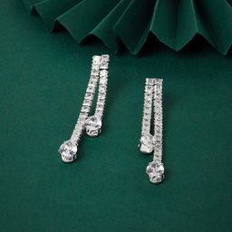 AMI Silver Plated Contemporary Drop Earrings-33