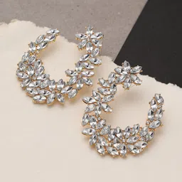 SOHI Silver-Plated Contemporary Drop Earrings-55