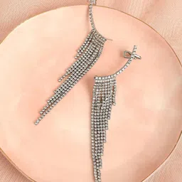 SOHI Silver-Plated Contemporary Ear Cuff Earrings-13