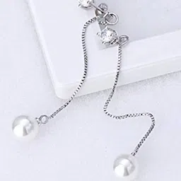 MYKI Silver-Toned Contemporary Drop Earrings-38