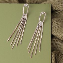 SOHI Silver-Plated Contemporary Drop Earrings-49