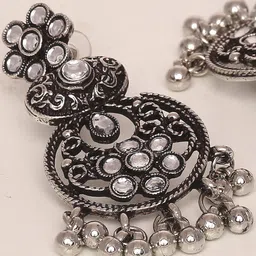 Young & Forever Brass-Plated Oxidised Drop Earrings-22