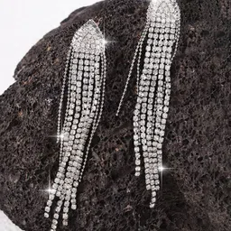 Jewels Galaxy Silver-Plated Contemporary Chandelier Drop Earrings-51