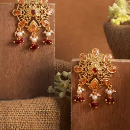 Voylla Gold-Plated Floral Stud Earrings-image-87