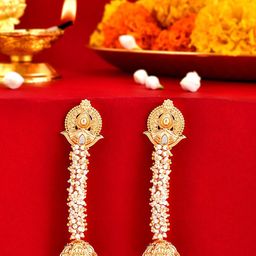 Voylla Aradhana Teeya Gold-Plated Contemporary Jhumkas-image-21