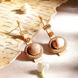 Rubans Gold-Plated Crystal-Studded Contemporary Drop Earrings-34