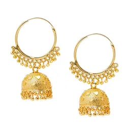 Shining Jewel - By Shivansh Gold-Plated Classic Jhumka Earrings-41