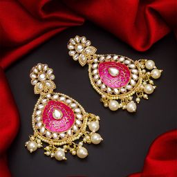 aadita Gold-Toned Contemporary Drop Earrings-image-7