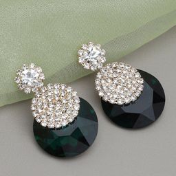 SOHI Gold-Plated Stone Studded Circular Drop Earrings-7