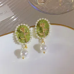 Shining Diva Fashion Gold-Plated Beaded Contemporary Drop Earrings-17