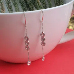 FIROZA Silver-Plated Contemporary Sui Dhaaga Drop Earrings-10