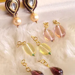 DUGRISTYLE Set Of 4 Gold-Plated Contemporary Drop Earrings-18