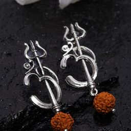 PANASH Silver-Plated & Brown Contemporary Drop Earrings-picture-35