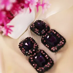 DressBerry Artificial Stone Studded Contemporary Drop Earrings-image-13