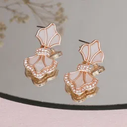 Mali Fionna Mother of Pearl Studded Contemporary Drop Earrings-image-24