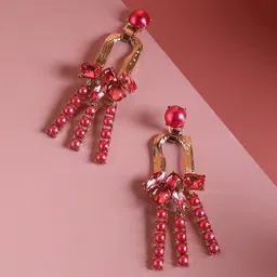 SOHI Gold-Plated Contemporary Drop Earrings-58