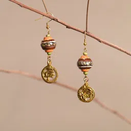 AAKRITI ART CREATIONS Brass-Plated Contemporary Drop Earrings-49