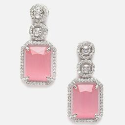 Aazeen Rhodium-Plated Geometric Drop Earrings-9