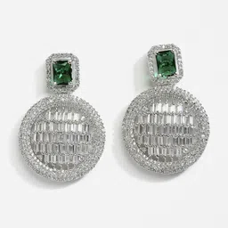 Aazeen Rhodium-Plated Geometric Drop Earrings-17