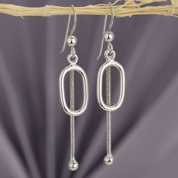 Carlton London Rhodium-Plated Geometric Drop Earrings-56