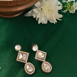 Fida Geometric Rose Gold Plated Drop Earrings-image-21