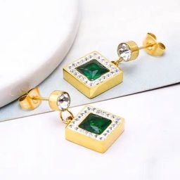 KRYSTALZ Gold-Plated Stainless Steel Geometric Drop Earrings-58