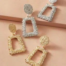 Pinapes Set Of 2 Gold-Plated Geometric Drop Earrings-22