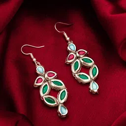 aadita Silver Plated Geometric Drop Earrings-24