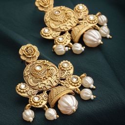 PANASH Gold-Plated White Paisley Shaped Drop Earrings-29