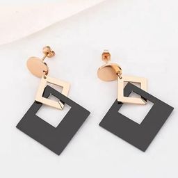VIEN Rose Gold Plated Triangular Drop Earrings image 1