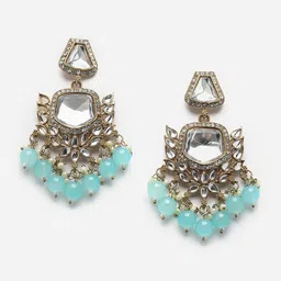 Anouk Gold-Plated Kundan-Studded & Pearls Beaded Classic Drop Earrings-15