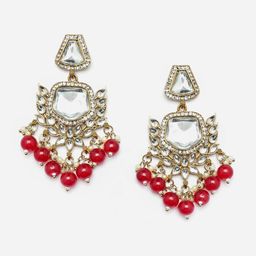 Anouk Gold-Plated Kundan-Studded & Beaded Classic Drop Earrings-76