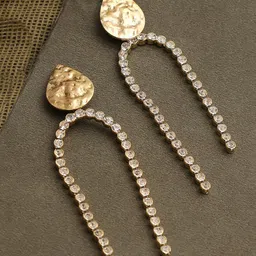 DressBerry Gold Plated Contemporary Drop Earrings-image-72