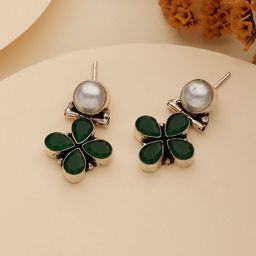 Saraf RS Jewellery Rhodium-Plated Oxidised Classic Drop Earrings-image-41