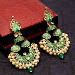 PANASH Gold-Plated Crescent Shaped Chandbalis Earrings-3