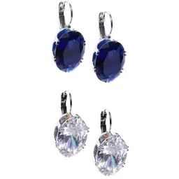 OOMPH Silver-Plated Oval Drop Earrings-10