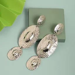 SOHI Silver-Plated Oval Drop Earrings-11