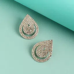 SOHI Gold-Plated Teardrop Shaped Drop Earrings-26