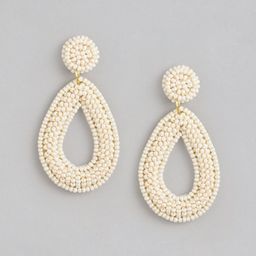 RICHEERA Gold-Plated Teardrop Shaped Beaded Drop Earrings-9