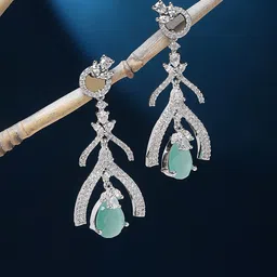 ZENEME Rhodium-Plated Drop Earrings-26