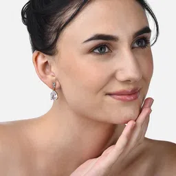 AMI Rose Gold-Plated Cubic Zirconia Teardrop Shaped Drop Earrings-2