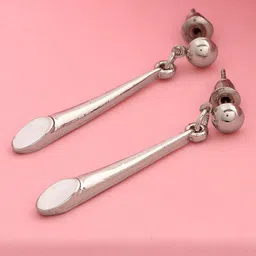Estele Rhodium-Plated Teardrop Shaped Drop Earrings-5