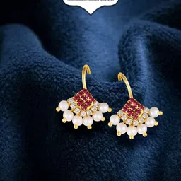 Vighnaharta Gold-Plated Artificial Beads Teardrop Shaped Bugadi Earrings-image-98