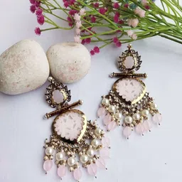 Crunchy Fashion Gold-Plated Teardrop Shaped Kundan Studded Drop Earrings-7