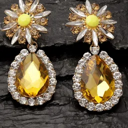 AVANT-GARDE PARIS Gold-Plated Rhinestone-Studded Teardrop Shaped Drop Earrings-image-61