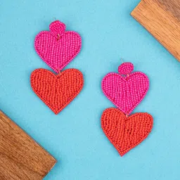 Crunchy Fashion Fabric Heart Shaped Drop Earrings-23