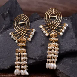 Saraf RS Jewellery White Quirky Drop Earrings-34